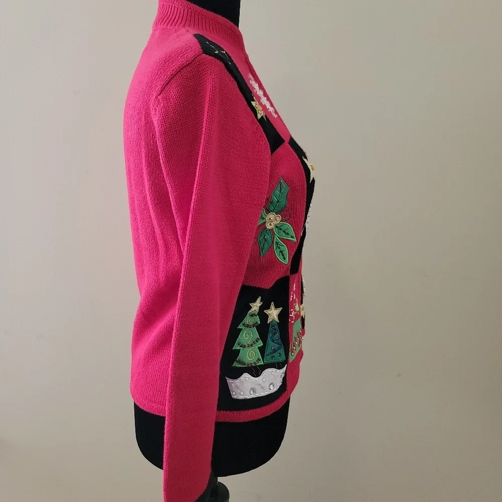 Tiara International Vintage Ugly Zip Up Cardigan  Sweater Size S/M - Picture 3 of 11